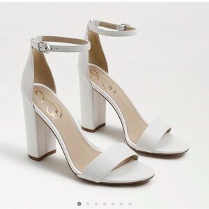 Sam Edelman White Block Heel Sandals-New in Box